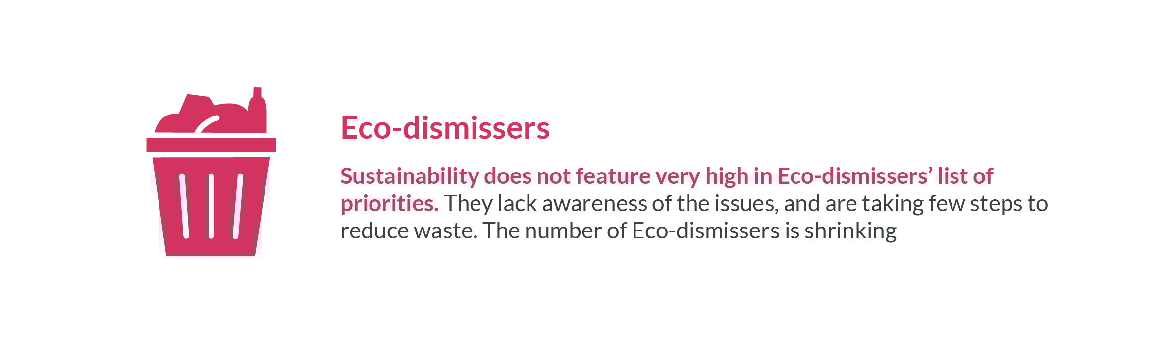Eco-dismissers illustration describes consumers who care little for the environmental impact of their spending